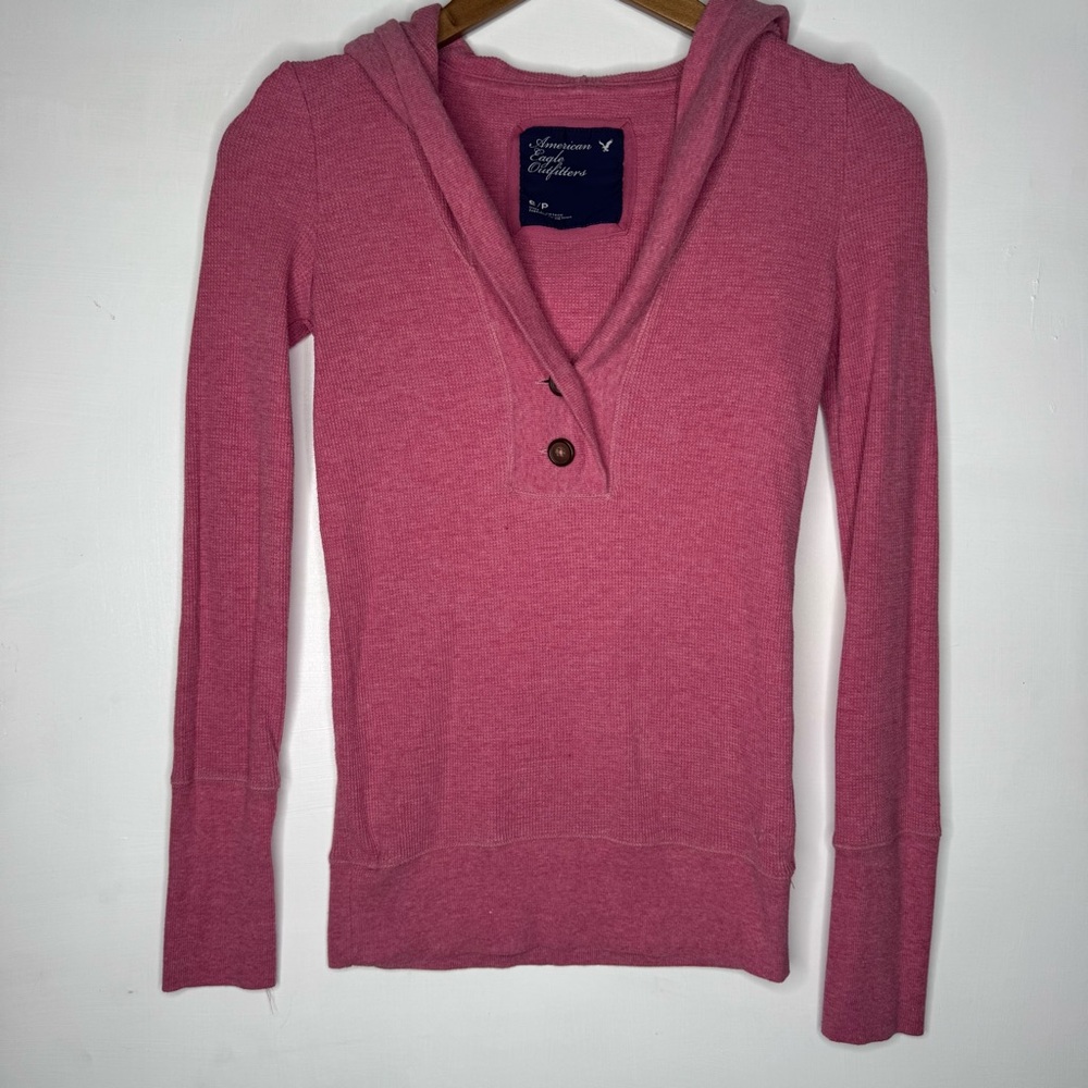 American Eagle henley thin Pink Hoodie